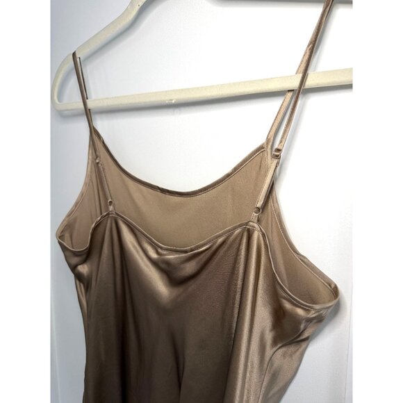 Women’s 100% Silk Camisole Tank Bronze Gold Sleeveless Top Quiet Luxury Holiday - Picture 5 of 6